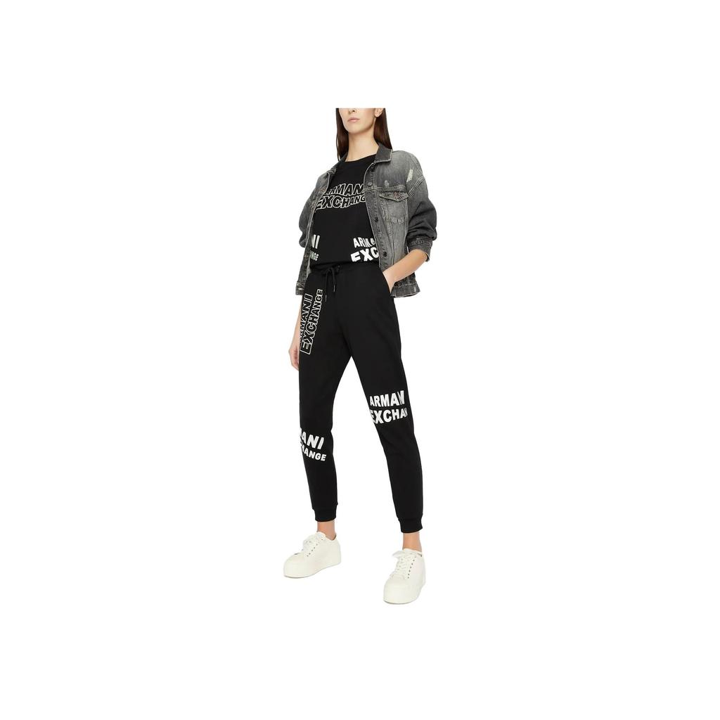 Emporio Armani Letter Lace-Up Casual Pants Women Bottoms Black 3RYP77Y-JDBZ1-1200