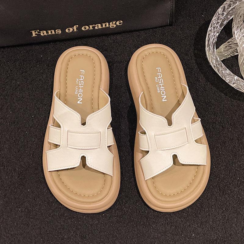 

Ленивое дышащее плетение~! Женские летние шлепанцы с толстой подошвой 5 см, увеличивающие рост, для улицы, пляжные, дышащие сандалии 40 бежевый