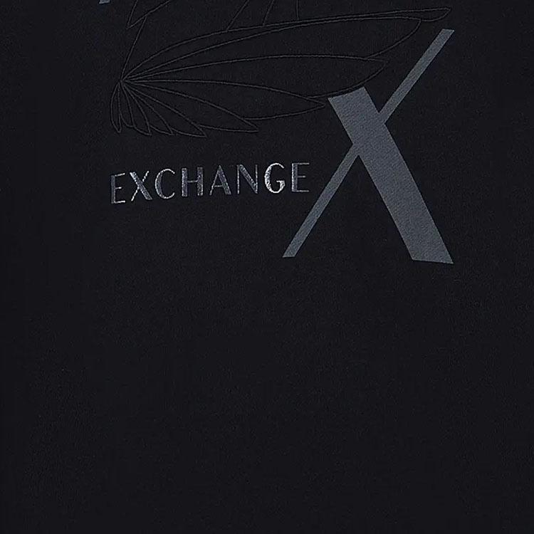 Armani Exchange Loose Fit Round Neck Printed Long Sleeve Sweatshirt Men Sweatshirt Black 6RZMAMZJ9KZ1200
