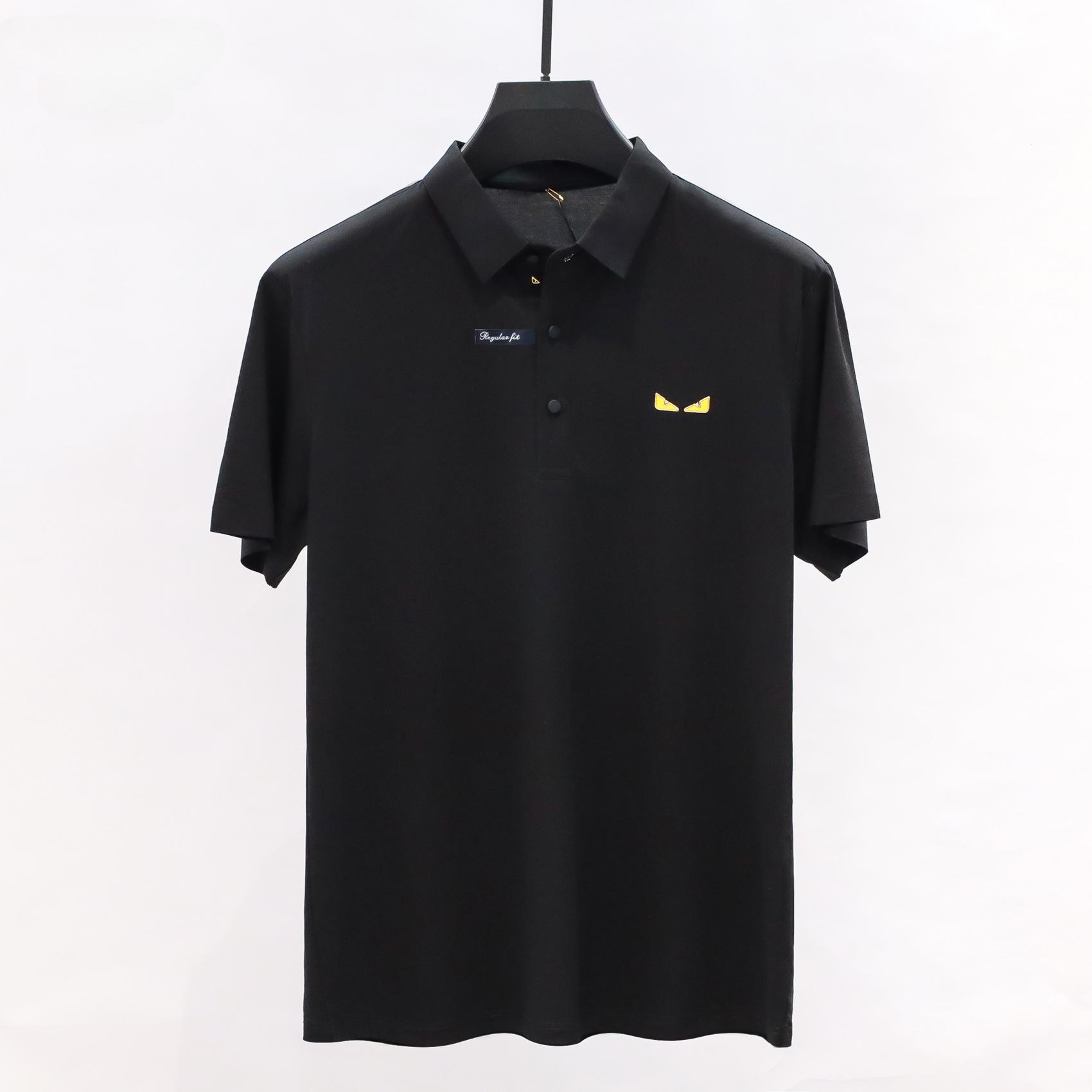 

Мужская рубашка поло с короткими рукавами, новая футболка, летняя мужская одежда, футболка с коротким рукавом, повседневный топ 4XL чёрный