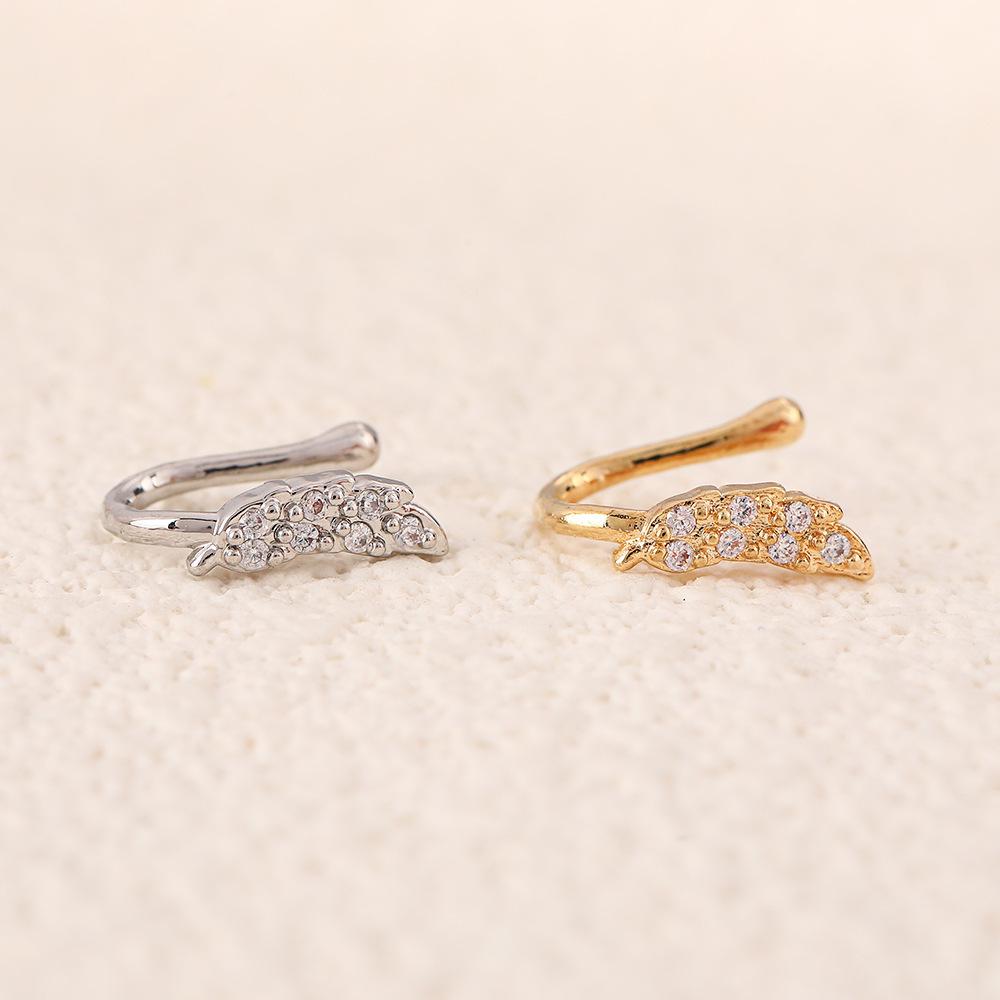 Wind Feather U-Shaped Nose Clip Light Luxury Temperament Tree Leaf Rice Ear Nose Ring Female Personality Fashion Zircon Nose Stud Nose Decoration