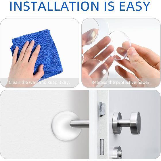 Door Stopper for Wall, Door Knob Wall Protector - 8 PCS Clear Silicone Bumpers with Strong Adhesive, Shock Absorbent Noise Reducing Guards for Doors,