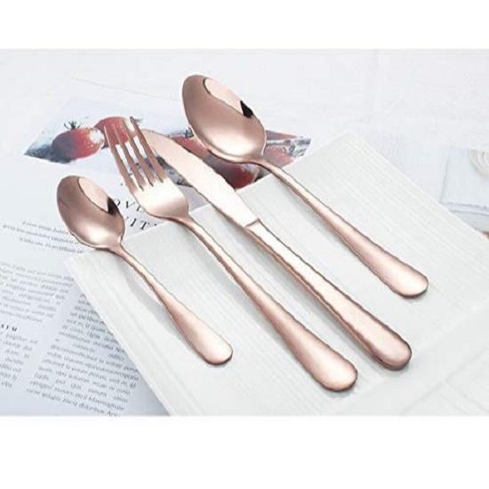 Mirror Finish Rose Gold Plated Stainless Steel Flatware Set Copper Silverware Set Rose Gold Spoon Color Cutlery Set