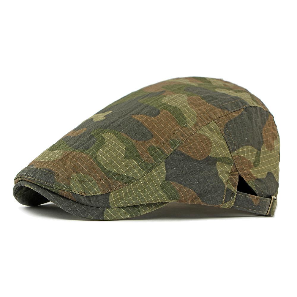 Camouflage Cap Men's Summer Beret British Vintage Sunscreen Quick-Drying Cap Women's Peaked Cap