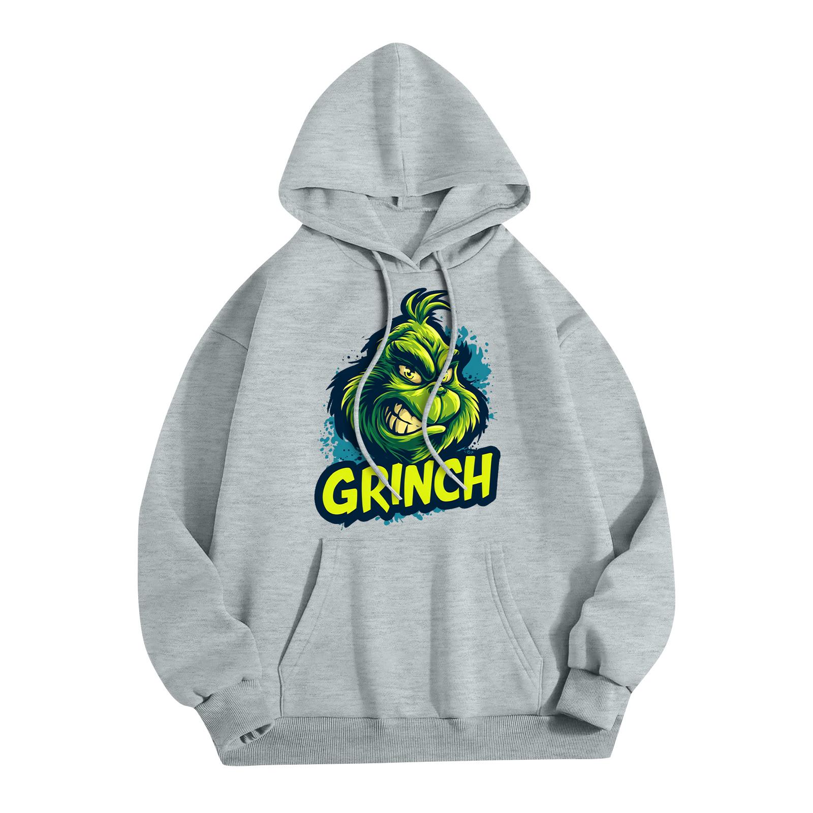 

Женская модная повседневная толстовка с капюшоном и карманами с рождественским принтом XL