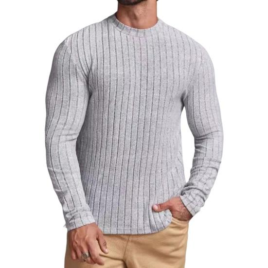 

Men Sport Top Slim Fit Pure Color Round Neck Elastic Mid XXL світло-сірого кольору