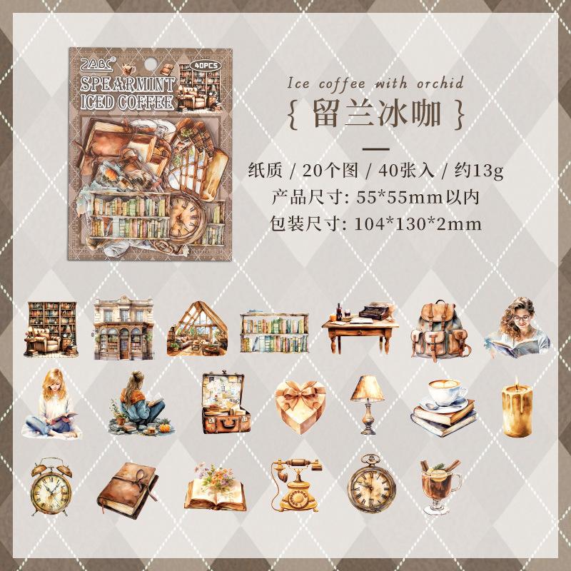 40 pcs Vintage INS Stickers pack Adhesive Diy Scrapbooking Diary Album Planner handmade Junk Journal Supplies