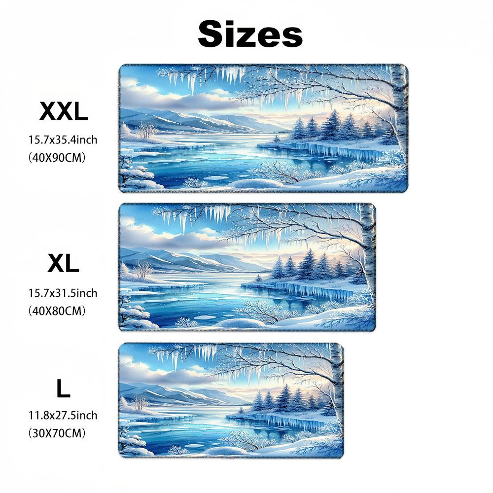 Large Blue Snow Scene Mouse Pad XXL for Gaming Office Home Durable Rubber desk pad for PC gamer office desk accessories table