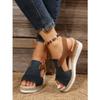 New straw woven high-heeled sandals women's new platform fish mouth shoes one-word buckle high-heeled women's sandals