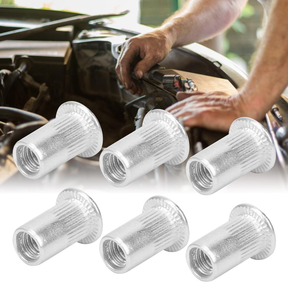 50pcs Knurled Design Threaded Insert Nuts Flat Head Rivet Nut Inserts  Industrial Use