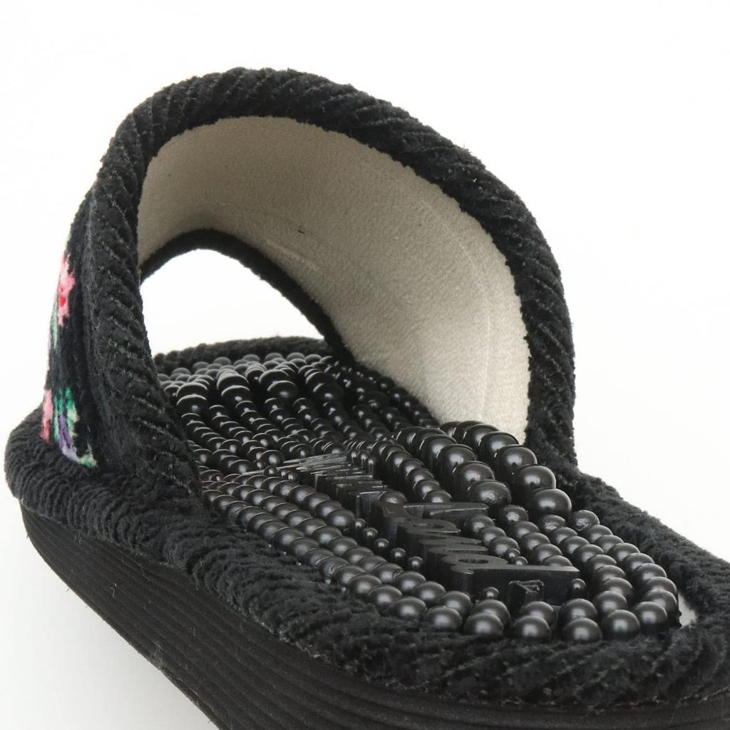 Made in Japan Chenille Healthy Slippers Healthy Foot Room Rose [Healthy Sandals, Slippers, Reflexology, Shoes, Pattern] (Black)