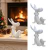 Deer Figurines for Christmas Decor 3D Printed Reindeer Figurine, Cute Sitting Statue with Scarf, Holiday Party Table Centerpieces Tabletop Home,