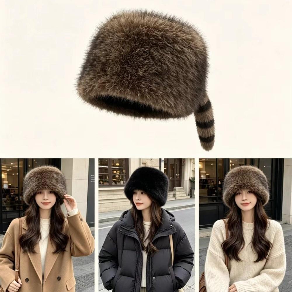 Verdikte Wasbeerstaart Hoed Comfortabele Oorbescherming Hoed Nieuwe Winterhoed Winter Herfst