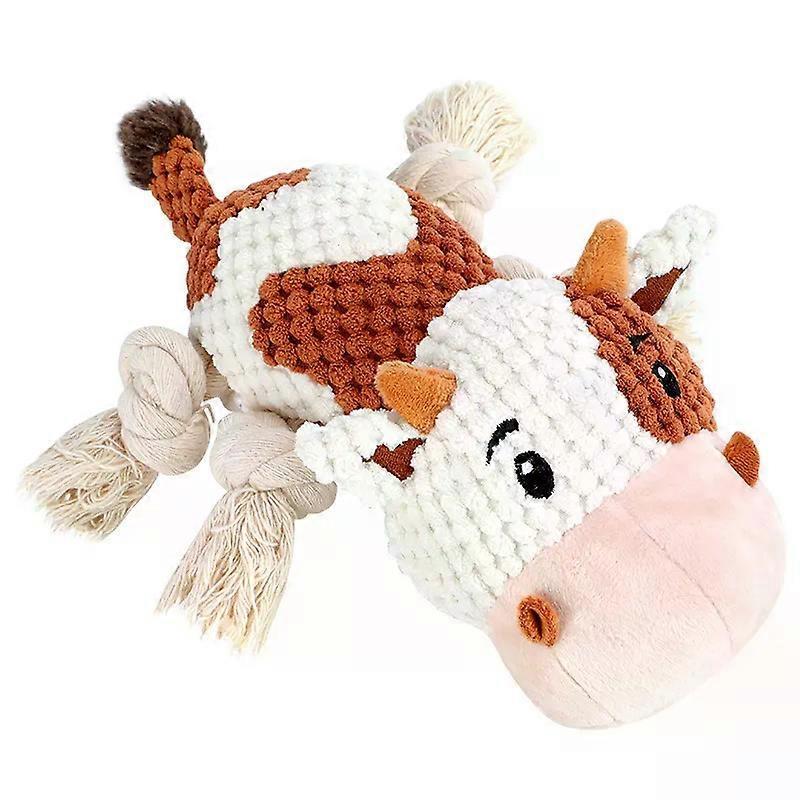 Dog Toys, Dog Plush Toy for Large Breed, Cute Squeaky Dog Toys with Crinkle Paper, Dog Chew Toys for Puppy, Small, Middle, Big Dogs (Cow)