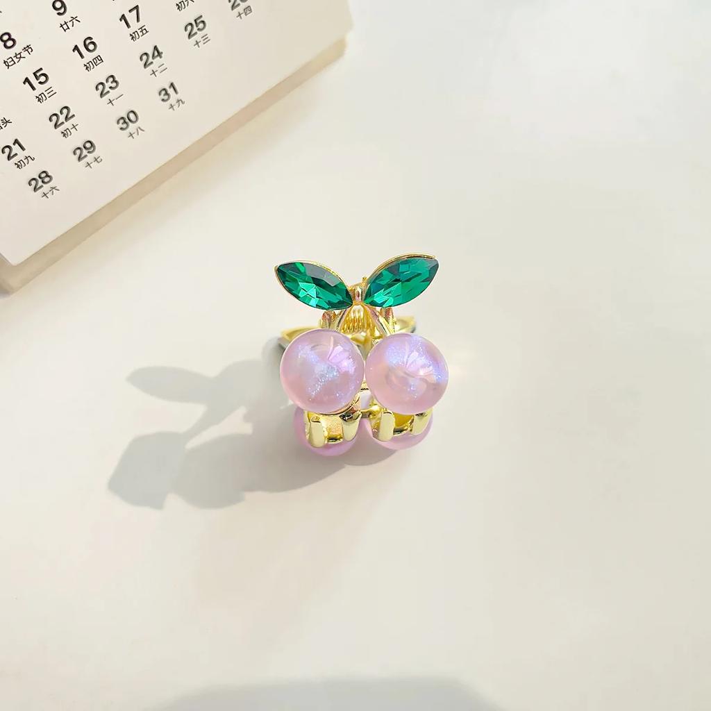 Jemné křišťálové třešňové mini malé vlasové drápy kovové kamínkové sponky do vlasů pro ženy, sponky do vlasů s krabím klipem, vlasové doplňky