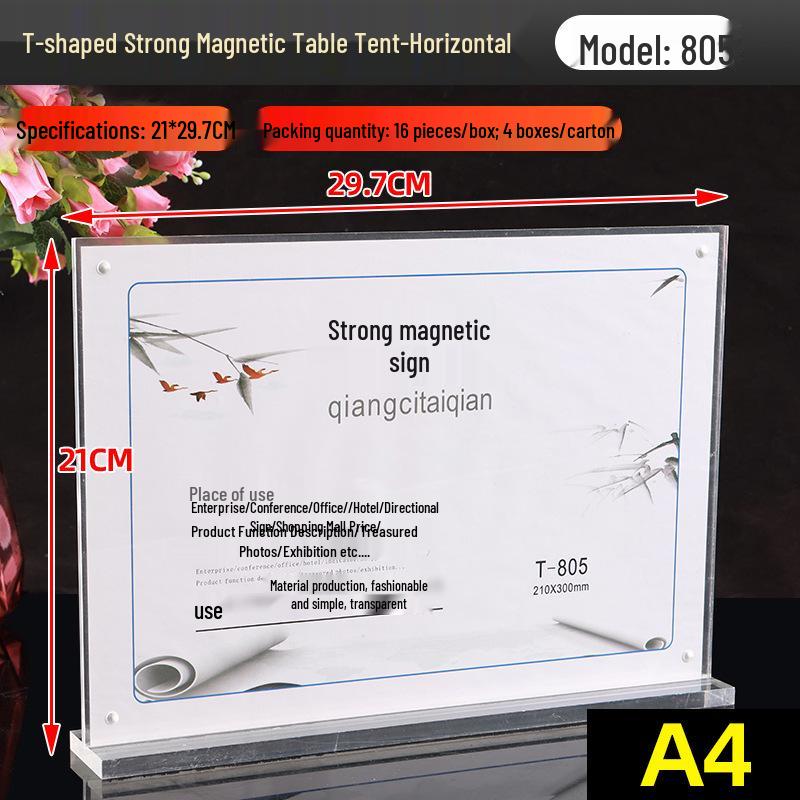 T-Type Magnetic Table Tent Card Holder: Dual-Use Horizontal & Vertical Display Stand