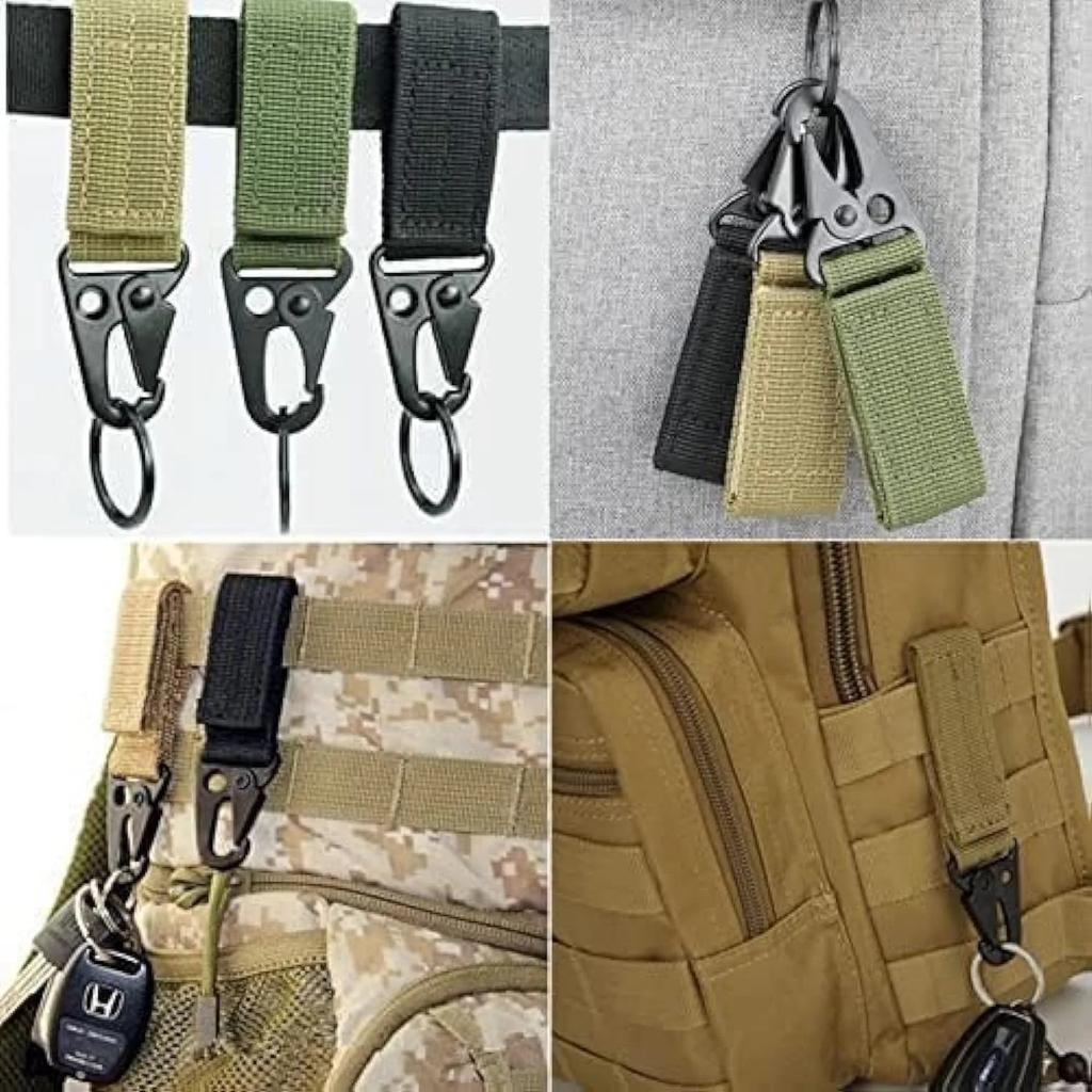 Tactical Nylon Webbing Buckle Carabiner Hook EDC Molle Backpack Belt Clip Keychain Hanger For Outdoor Climbing Camping