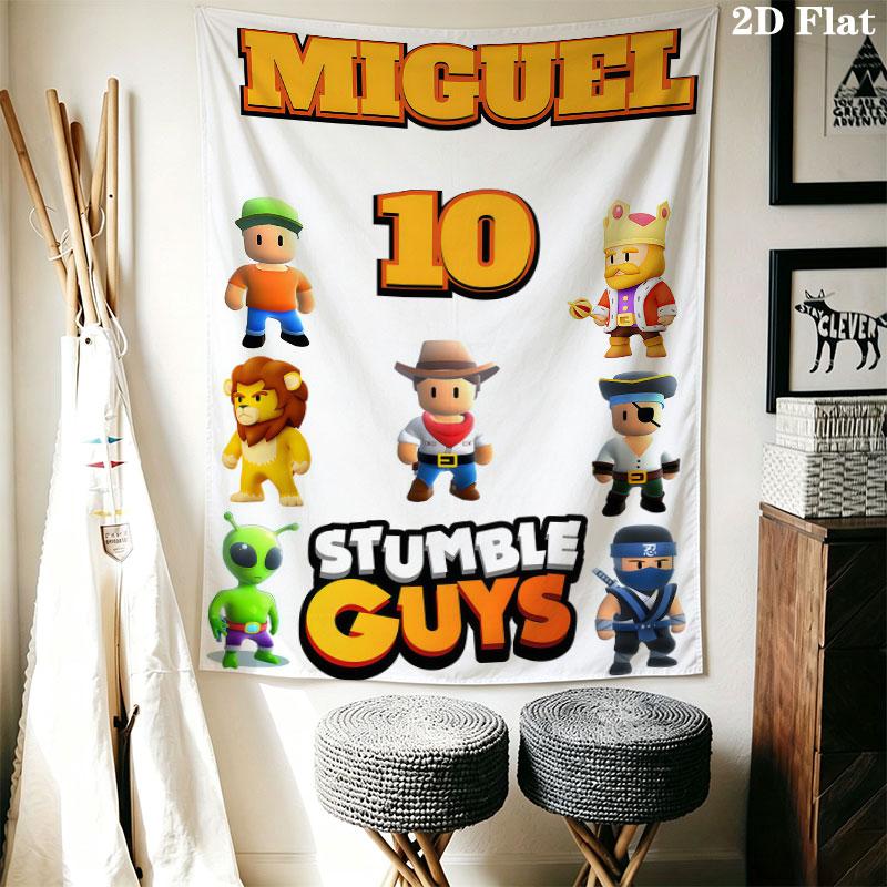 Stumble Guys Sprint Telo da Parete Stampato Coperta in Tessuto Arazzi Decorativi per Camera da Letto Soggiorno Arredamento per la Casa
