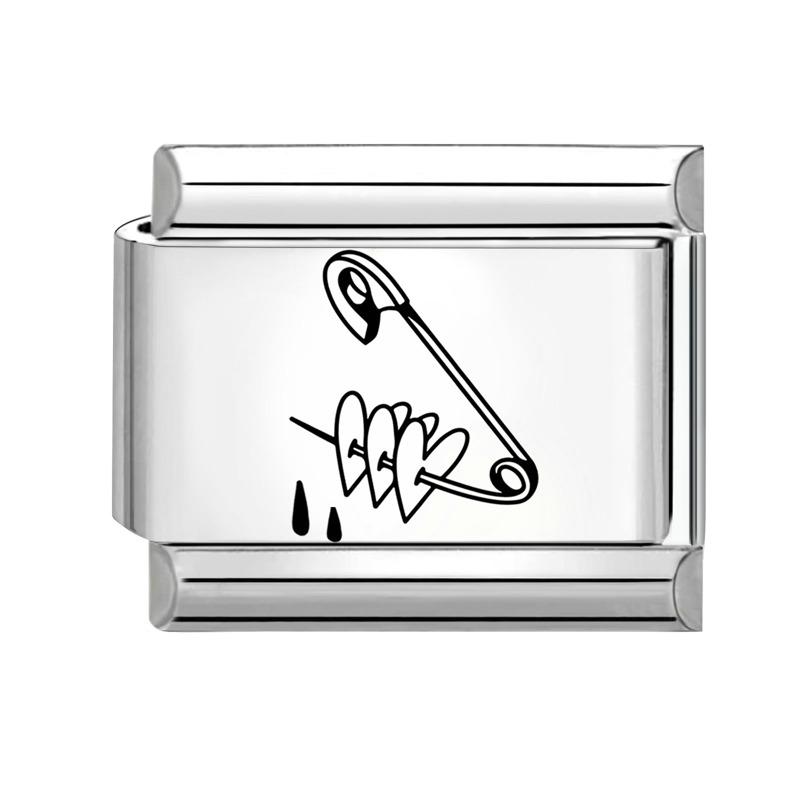 Black Piano Chess Boardlaser Engraving Links Fit 9mm Italian Charms Bracelet Jewelry DIY Making Gifts