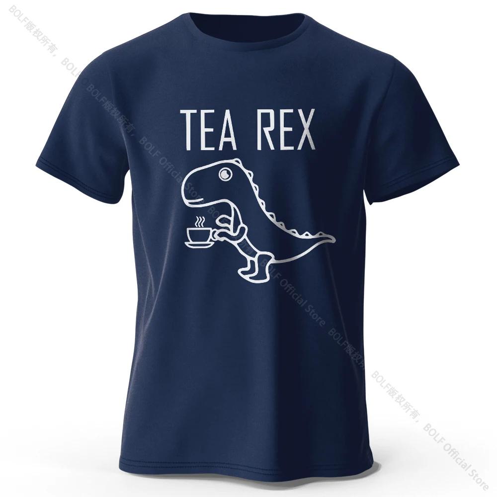 TeaRex Dinosaur Printed 100 Cotton TShirt Soft Breathable Round Neck Short Sleeve Tee Unisex Fun Quirky Style