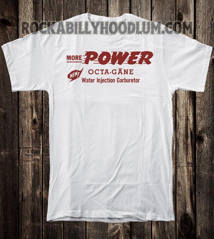 

Retro Hot Rod Tee T Shirt Drag Race Racing Speed Shop Octa Gane Carbs Power 2XL
