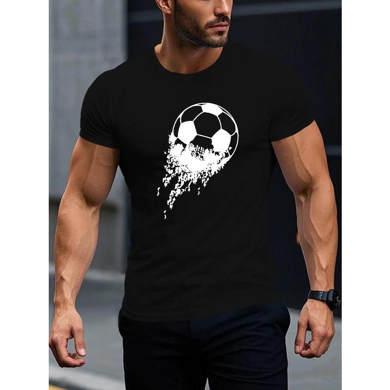 

European sizes Football Tee Men s SoccerT-Shirt | Retro Print Soccer Shirt, Crew Neck, Slight Stretch Fabric, Perfect for Casual and Sports Occasions 4XL чорний