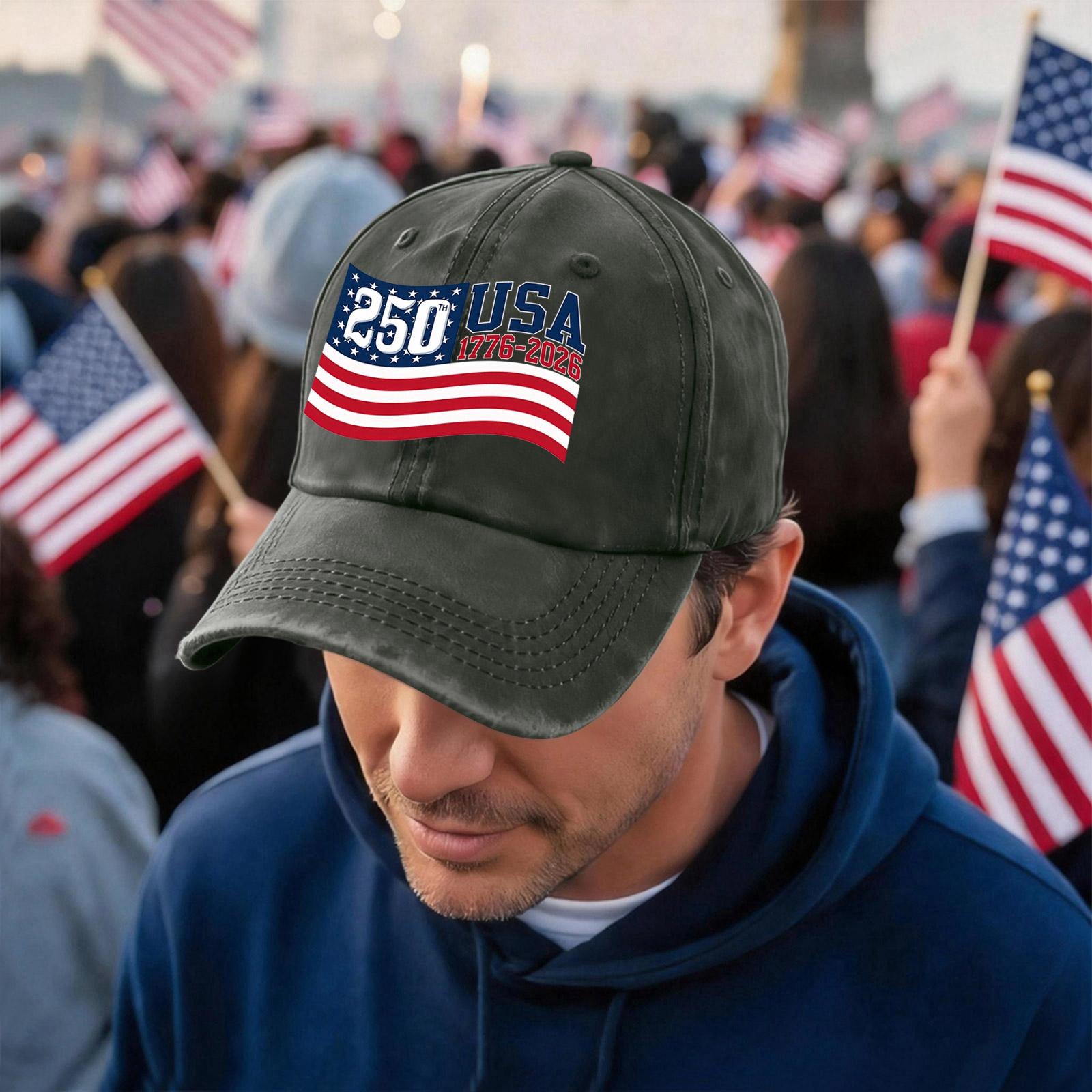 Men s and Women s Matching American 250th Anniversary Anniversary Embroidered Vintage Washed Baseball Cap One Size
