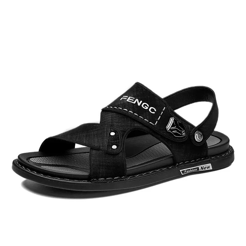 Sandálias para Homens 2024 Novas Sandálias Plataforma Casuais Moda Masculina Sapatos Baixos de Verão Chinelos de Couro Hombre Plus Size 38-44