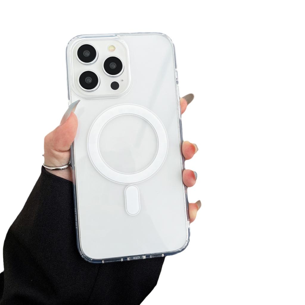 Magsafe Protective Cover for iPhone 14 ProMax, Transparent Acrylic Case, Compatible with Apple 15 Magnetic Mobile Phone Case.