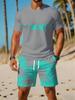 Men'S Summer Casual Sportswear Set Featuring a Breathable Round-Neck T-Shirt And Shorts with Digital Print