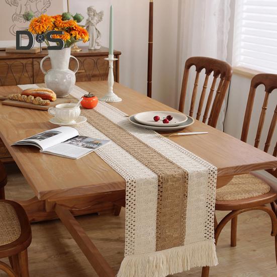 Aleer de masă pentru petrecere țesut țesătură în stil boho decor cu ciucuri de culoare contrastantă împletit rezistent la pete, reutilizabil, protecție pentru masă, decorare pentru bal de absolvire.