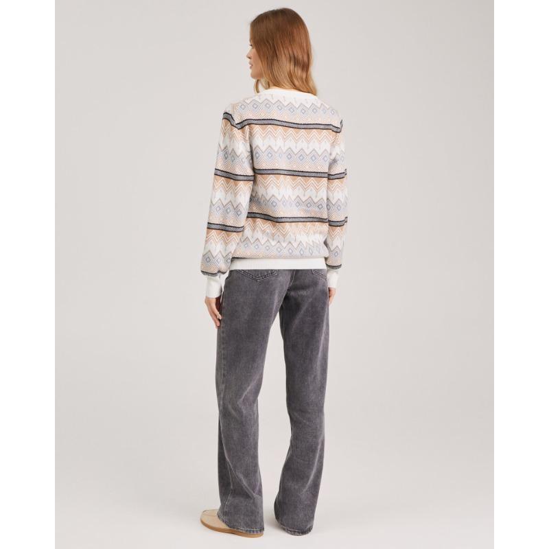 Women's Fall/winter Knitted Jacquard Crew-neck Sweater