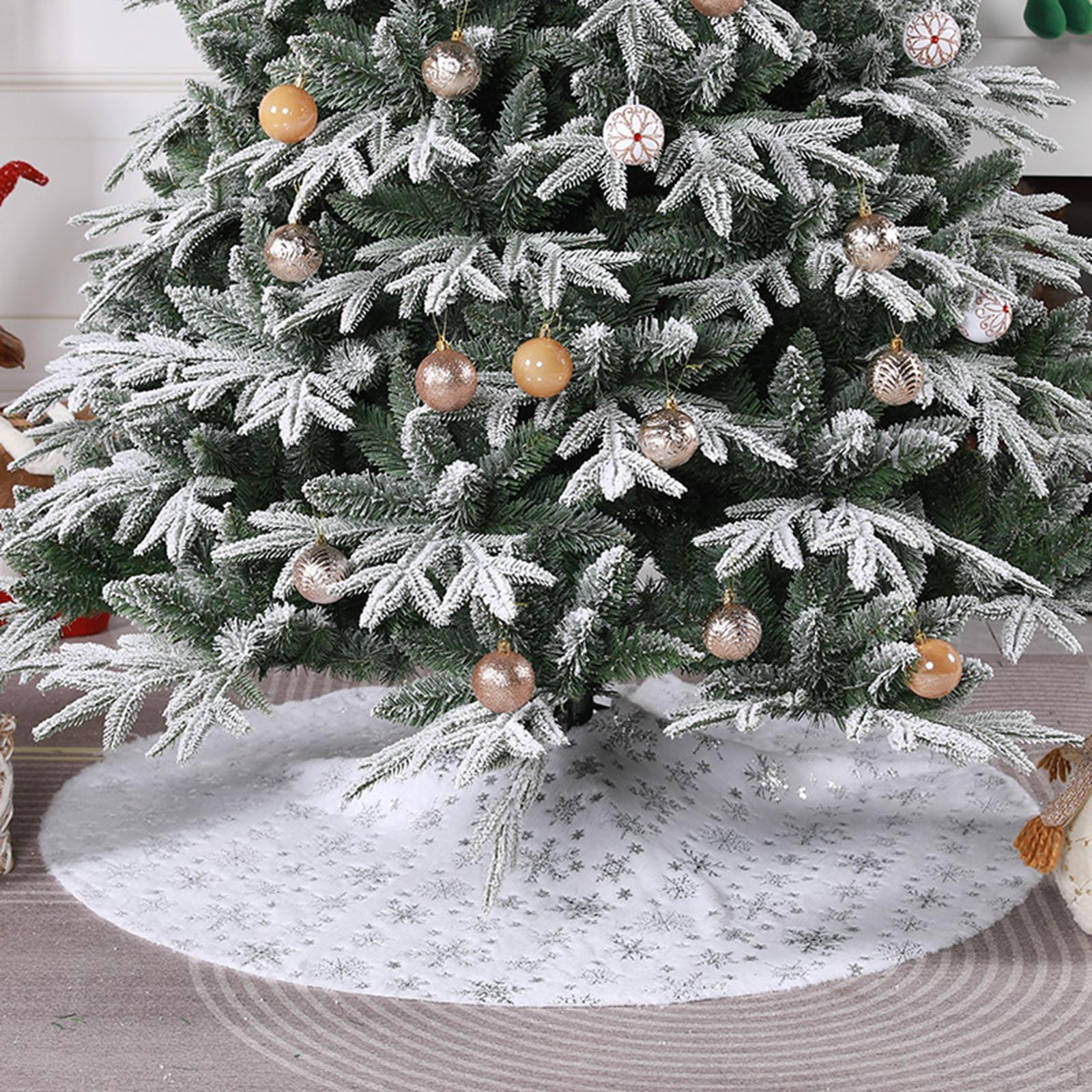 Christmas Tree Skirt Base Cover Carpet Decoration Ornament Snowflakes 90cm