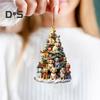 Christmas Tree Pendant Acrylic Tree Shape Book Cucumber Ornament Xmas Tree Hanging Decoration for Indoor Outdoor Winter Decor