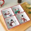 Nordic Creative Christmas Ceramic Divider Plate Embossed Christmas Snowman Ceramic Tableware Christmas Ornaments Kitchen Dish