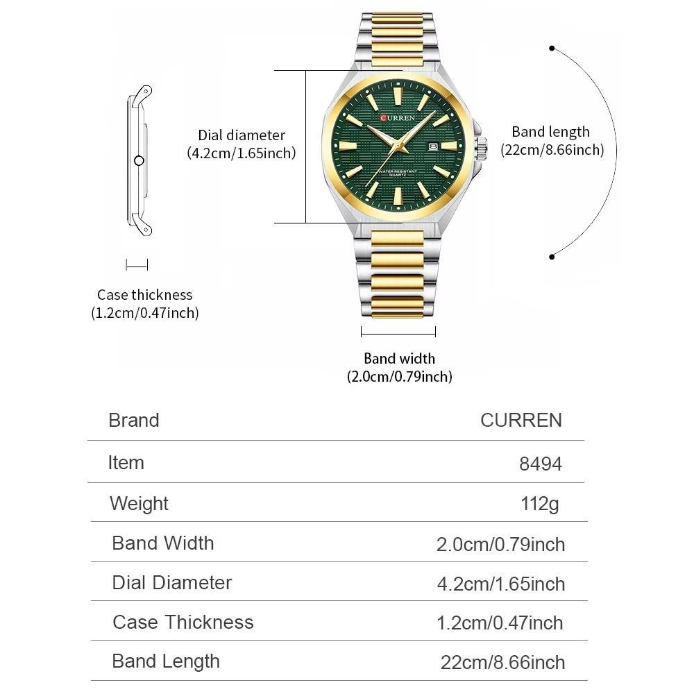 CURREN Fashion Quartz Clock Waterproof Luminous Date Stainless Steel Watches For Men Luxury Business Wristwatch