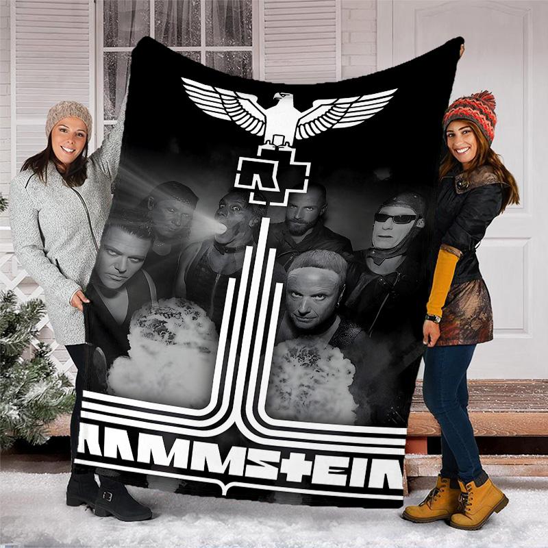 1pc Rammstein3 Theme Blanket - Digital Print, Polyester, Cozy for All Seasons, Perfect for Outdoor, Camping, and Travel