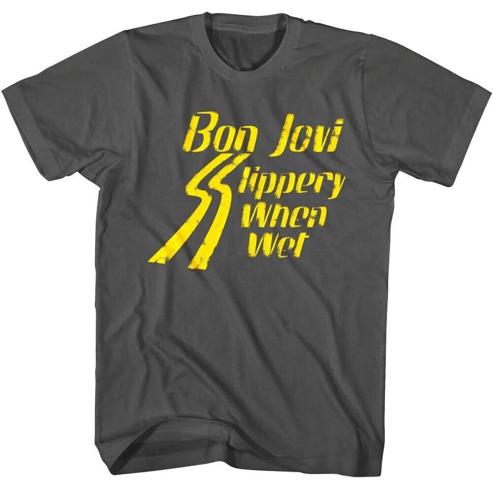 

Мужская футболка Bon Jovi Винтажная Slippery When Wet Футболки Рок-группы Летняя Свободная и дышащая футболка Топ для мужчин и женщин S