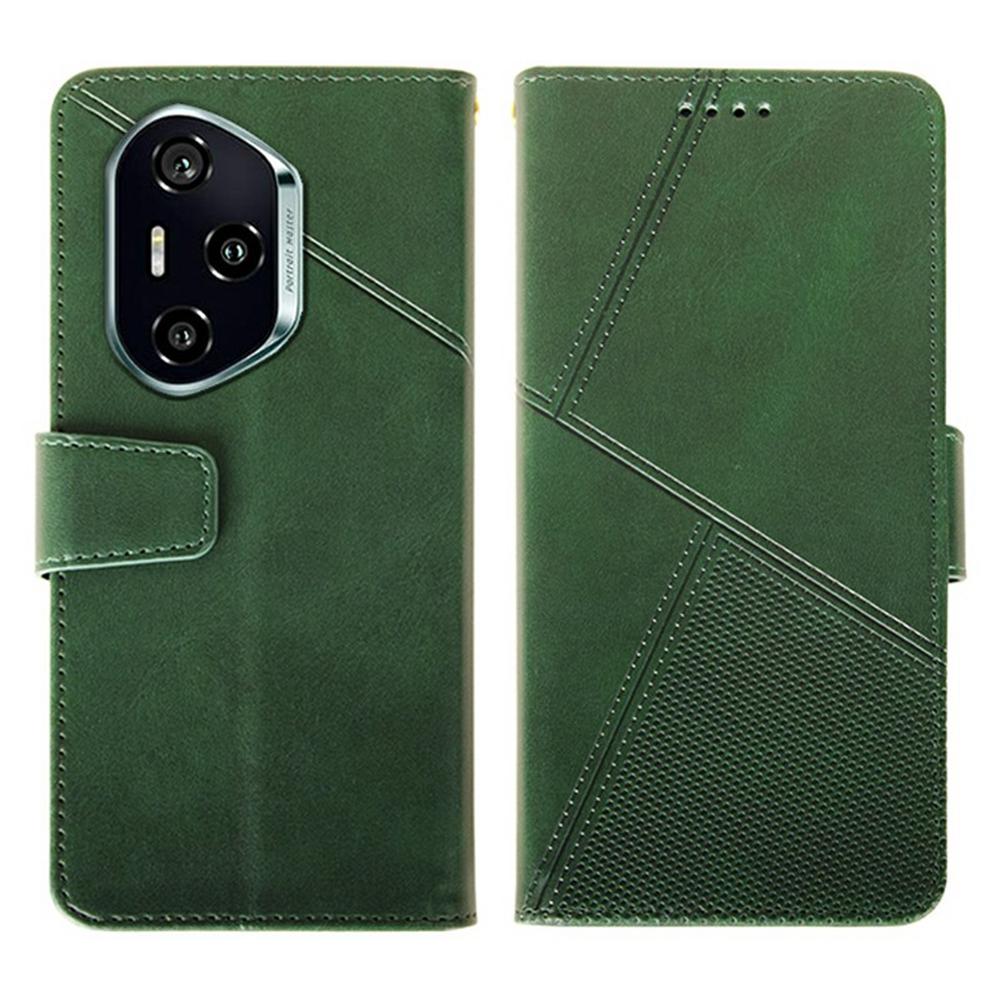 

IDEWEI For Honor 300 Pro Case Leather Wallet Phone Cover Stand Calf Texture Green