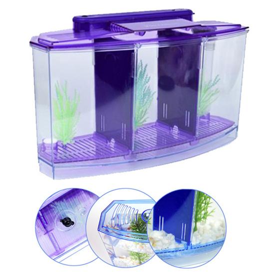 Multifunctional Acrylic Split Fish Tank Breed Box with LED Light Imitation Plant