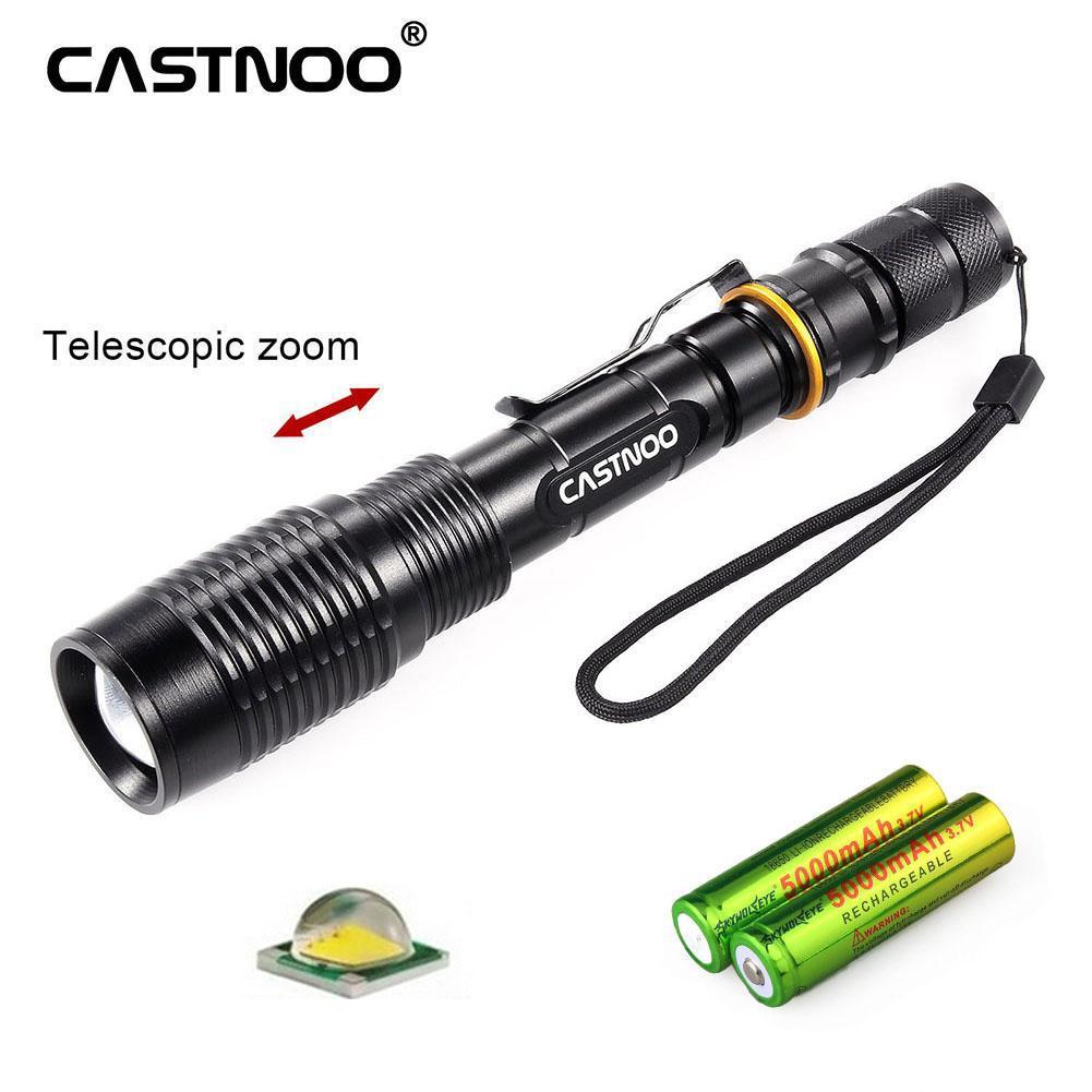 8000 Lm T6 LED Zoom Hunting Flashight Torch Lamp+2X18650+US Charger EV