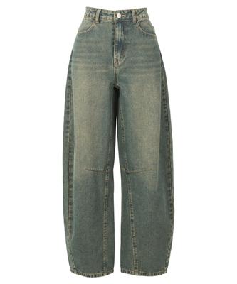 Kobe Lettuce Barrel Leg Curved Wide Leg Women's Denim, Jeans, Overdyed, Winter/Spring [M4135]