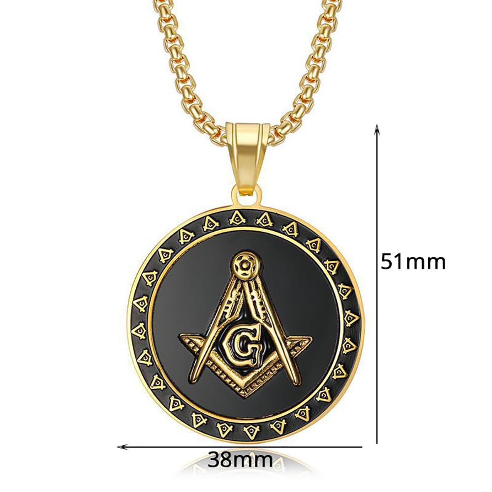 Hip Hop Masonic Mason Round Pendants Gold Color Stainless Steel Freemasonry Free-mason Necklace for Men Women Jewelry Gift 2025
