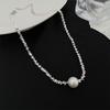 Light Luxury Temperament Pearl Artificial Broken Silver Love Necklace Fashion Niche Collarbone Chain Simple and Versatile Item Decoration