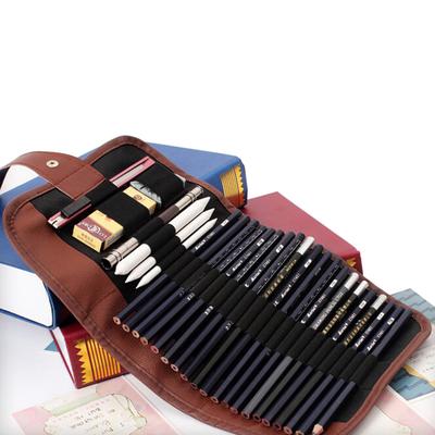 24Pcs Set Sketch Pencils Case Charcoal Extender Pencil Shade Cutter Drawing Bag