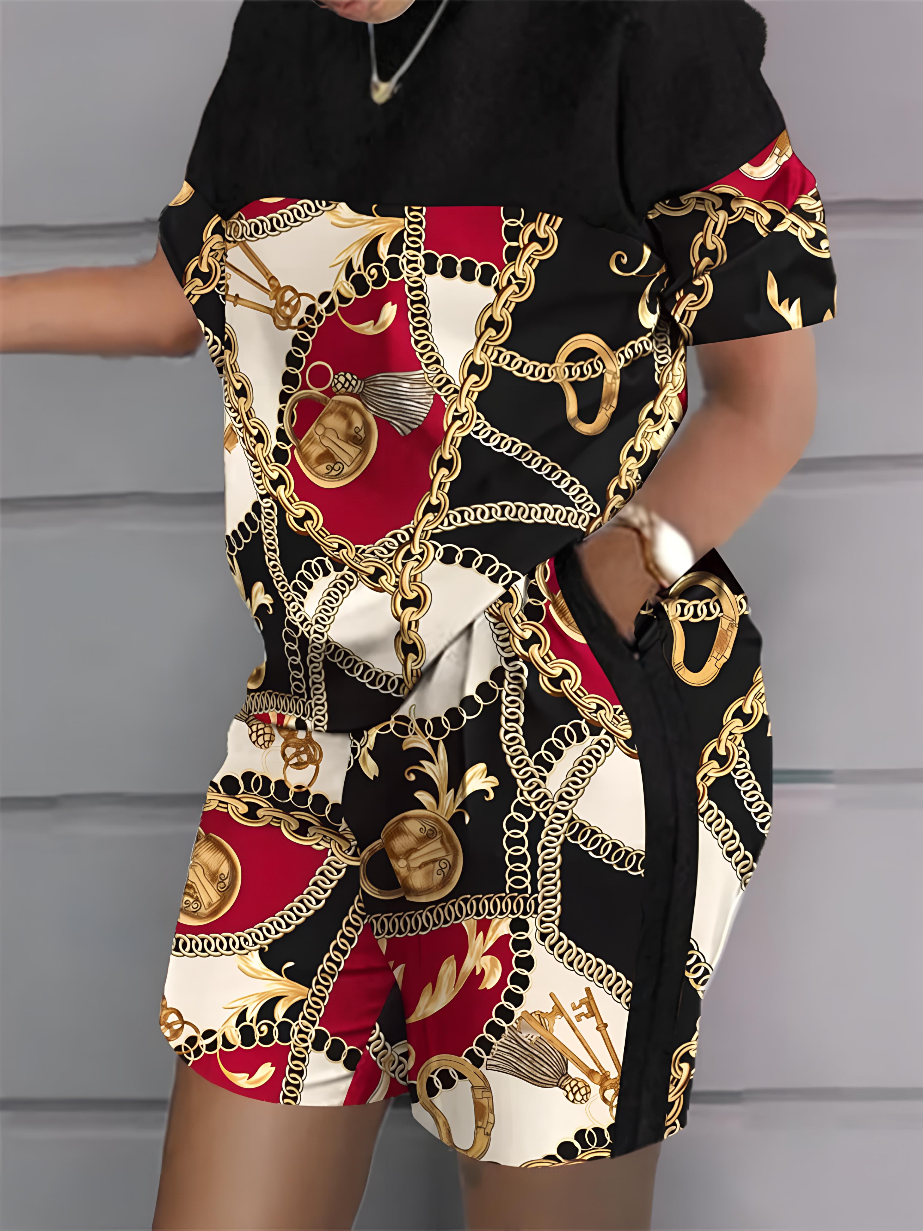 

Casual Summer 3D Print Oversized Top and Shorts Set for Women Fashionable Two Piece Tracksuit 4XL