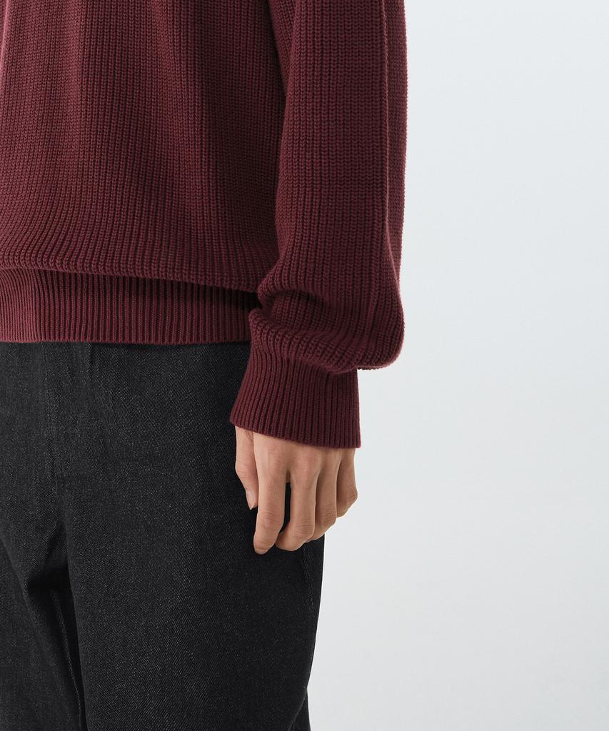 Musinsa Standard Cotton Ribbed Crew Neck Knit [Burgundy]