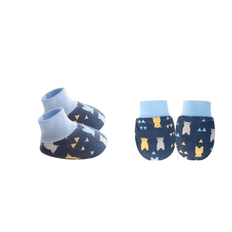 No Scratch Mittens Socks Set Toddler Mitts Baby Mittens Cotton Gloves Footwear Baby Breathable Gloves for Boys Girls