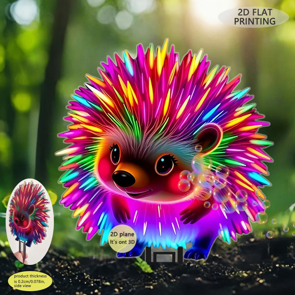 1PC Luminous Hedgehog Garden Floor Plug - UV Activated Neon Color, No Power Required, Lightweight Outdoor/Interior Decoration