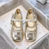 2026 New Little Girl Leather Shoes with Dress Soft Sole Children's Crystal Shoes Single Shoes